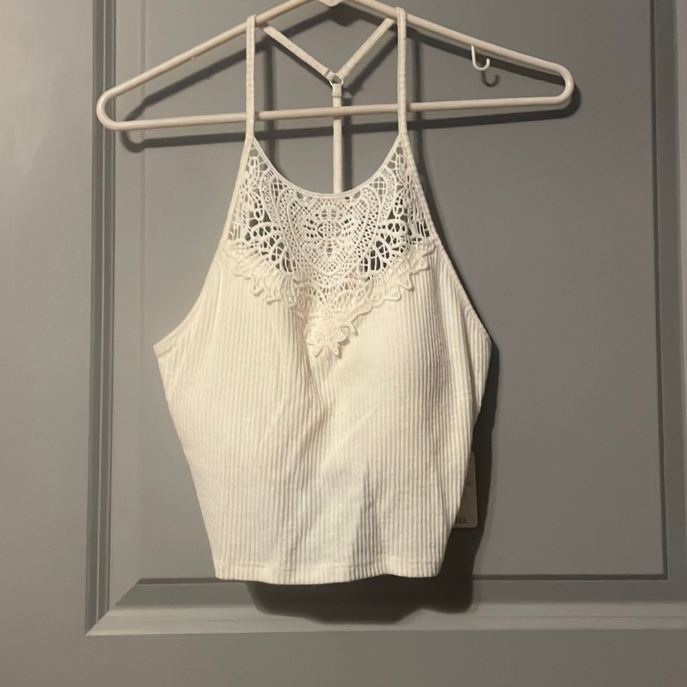 White padded cropped top